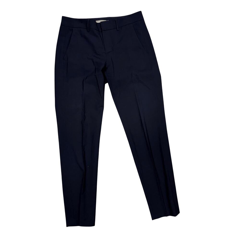 Vince Navy Blue Tailored Trousers Slacks 2 Tapered Crease Hook Bar Classic